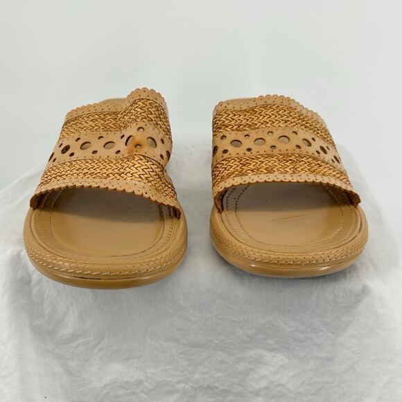 Vintage 90s y2k Women's Tan Bandolino Platform Wedge Chunky Slip On Sandals 9.5M - Picture 2 of 9